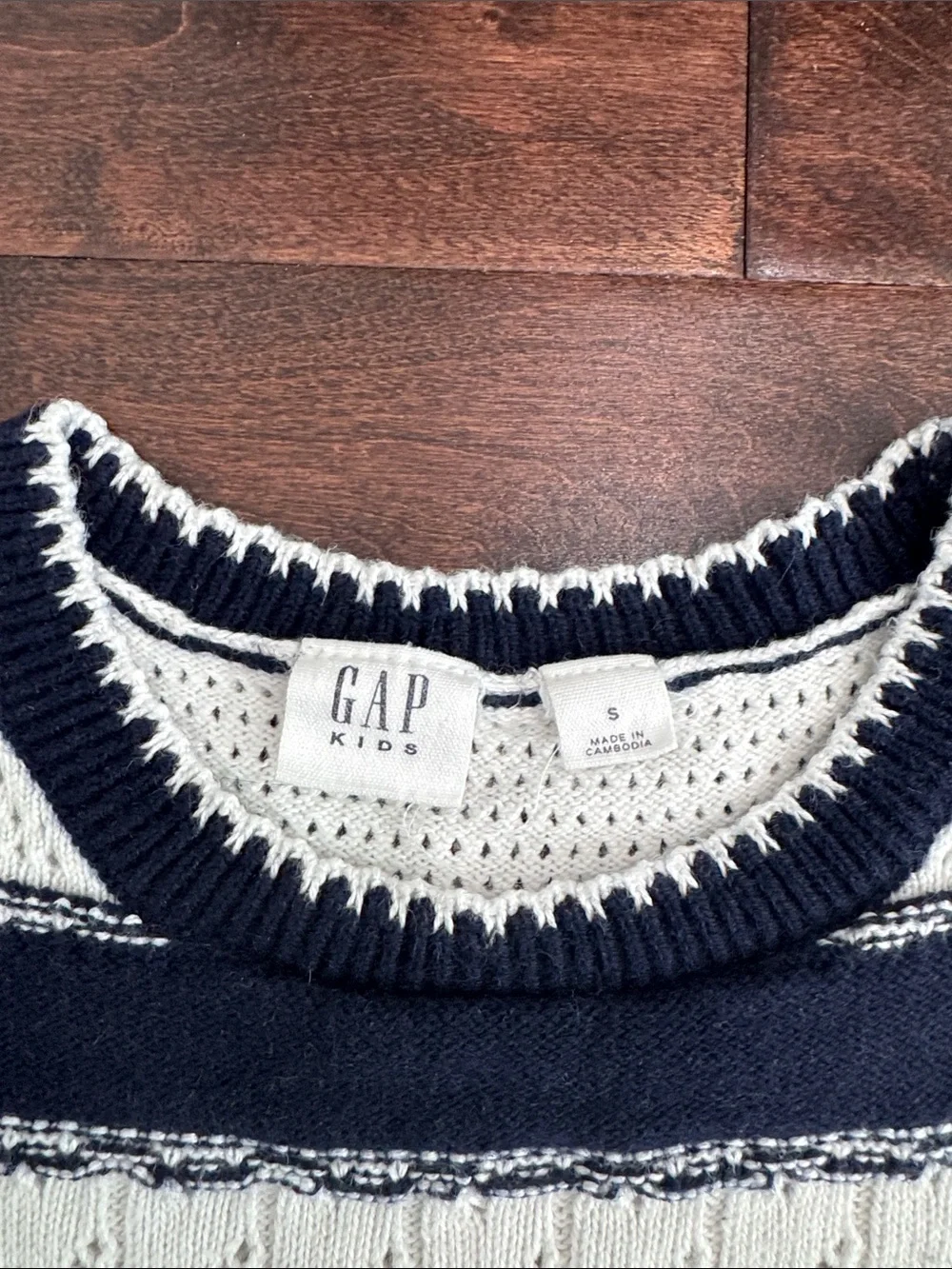GAP Girls Knit Short Sleeve Top Stripes Navy Blue & White, size Small